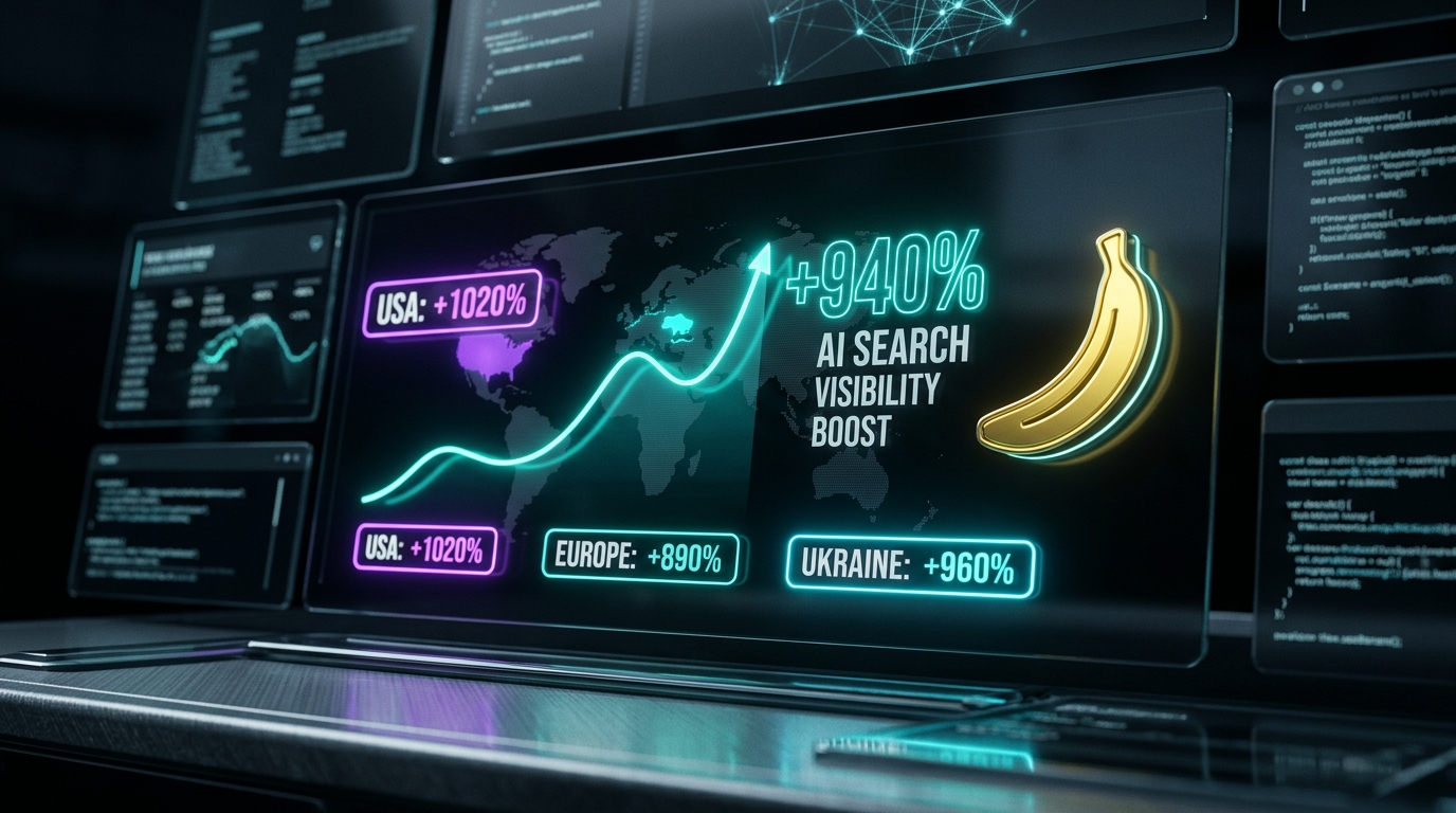 LLM SEO and GEO agency dashboard in Nano Banana style